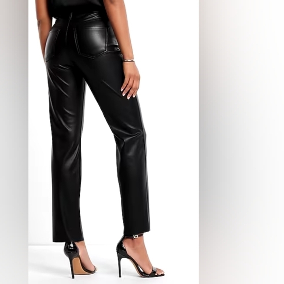 Express super high waisted faux leather modern straight pant sz 12 petite - Picture 1 of 12